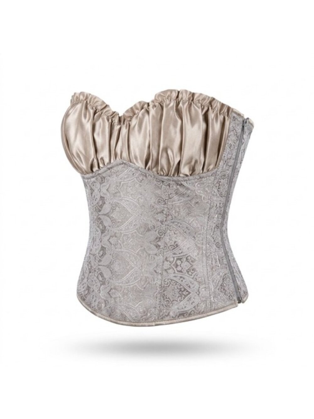 Elegant Cream/Tan Paisley Lace-Up Corset Bustier Top 5XL